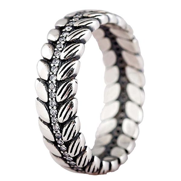 

authentic 925 sterling silver ring grains of energy ears of wheat for women wedding party gift fine diy jewelry, Golden;silver