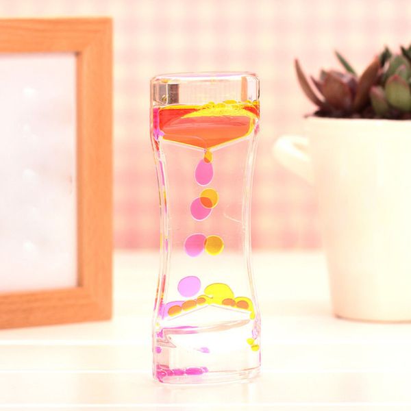 

double colors oil hourglass liquid floating motion bubbles timer desk table decoration visual hourglass motion bubbles timer