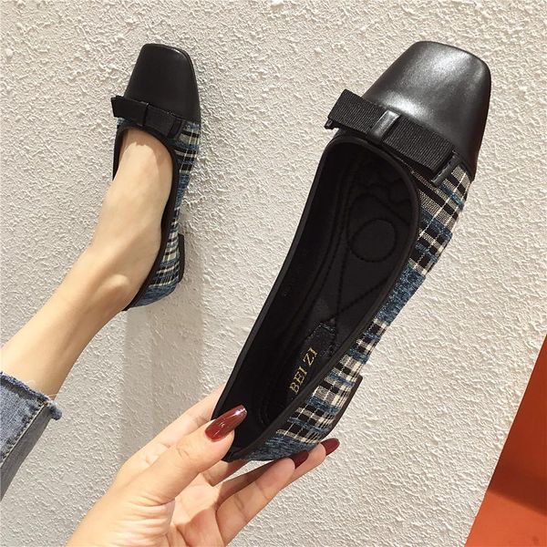 

shoes woman 2019 mixed colors casual female sneakers autumn shallow mouth dress flats women women's moccasins elegant square, Black