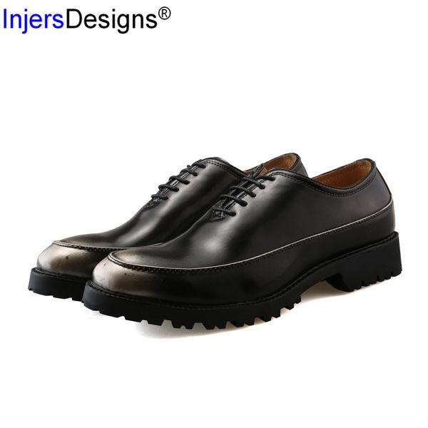 

new arrival men leather shoes height increasing zapatos de hombre 3 color lace-up pointed men dress shoes fashion business, Black
