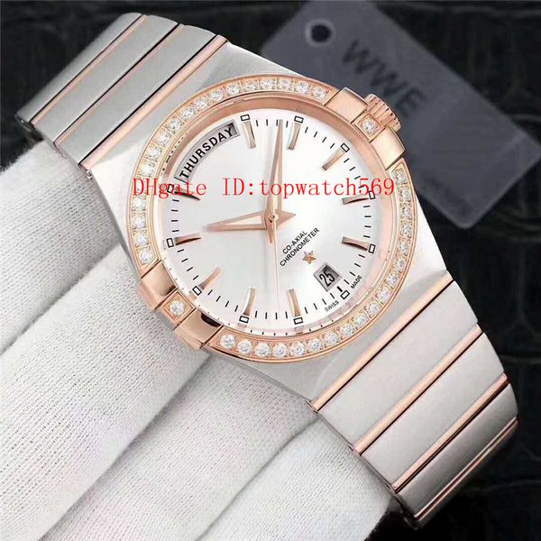 

day diamond watch watch automatic mens new sapphire designer watches water 8285 date mechanical 21600 vph and super swiss resistant tafcp, Slivery;brown