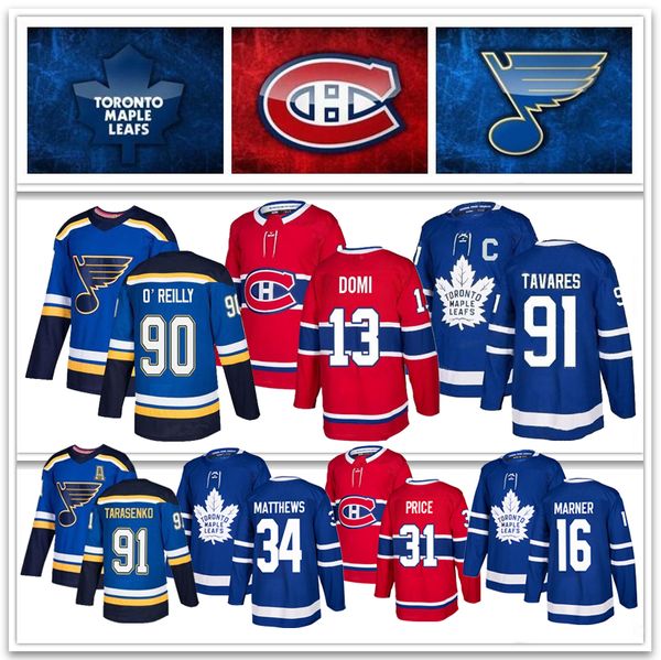 

2019 toronto maple leafs hockey jerseys montreal canadiens 91 tarasenko 90 o'reilly 88 nylander 13 max domi 31 price st. louis blues je, Black;red