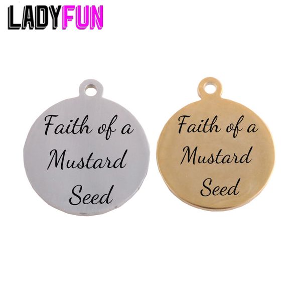 

ladyfun customizable stainless steel charm faith pendant faith of a mustard seed charms for diy jewelry making, Bronze;silver