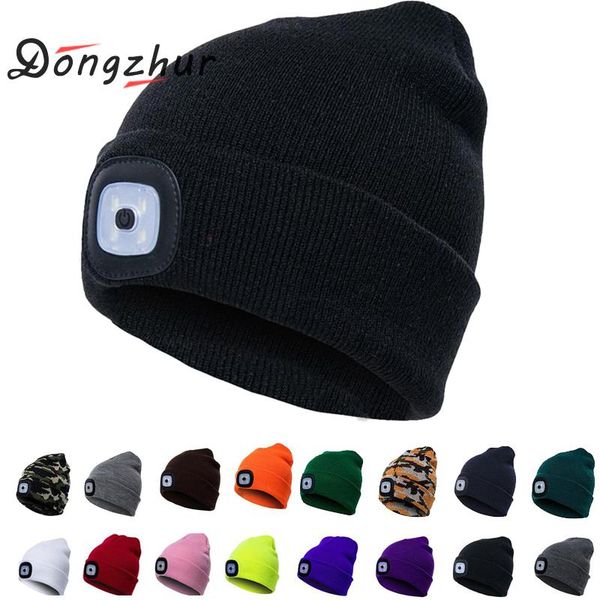 

led light hat fishing hunting camping running clambing skiing beanie caps knitting woolen hat women men winter warm, Black;white