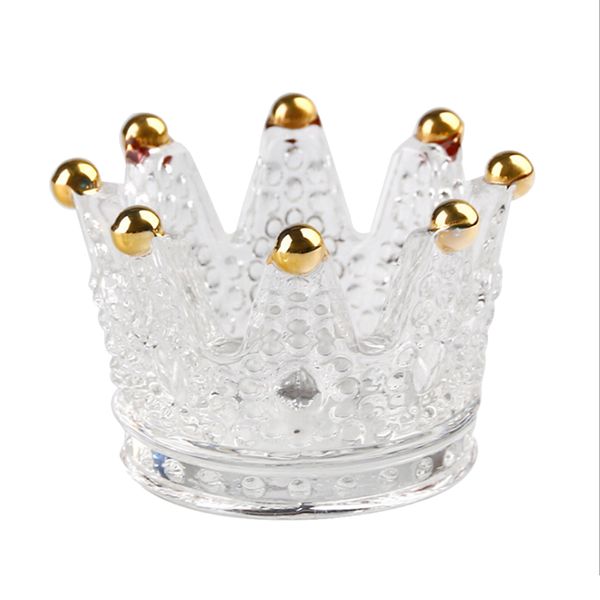 

european style cute crystal glass candlestick crown ashtray candle holder for home car