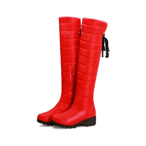 

qplyxco new keep warm snow boots women fashion platform fur thigh high over the knee boots plush ladies warm long f48, Black