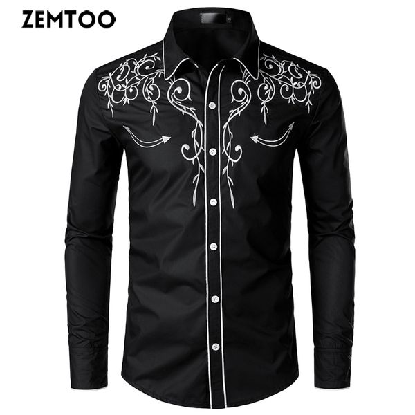 

men's embroidered shirt men's casual slim long sleeve shirt, White;black