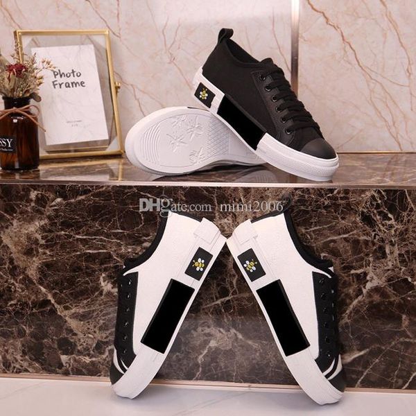 

2019 new letters technical canvas honeybee low sneakers in oblique designer shoes womens fashion flower b22 sneakers shoes boots 35-41, Black