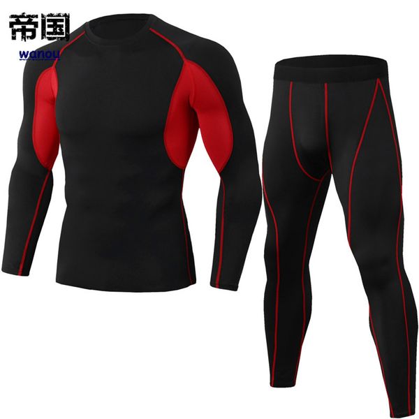 

sportswear bodysuit men new long pants black red fitness sports workout running basketball elastic quick dry breathable activewear
