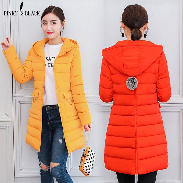 

pinkyisblack 2018 winter jacket women new fashion long parkas slim plus size hooded jacket thick warm cotton winter coat women y190926, Black;white