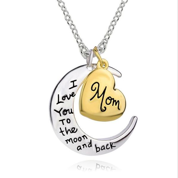 

european and american new moon love letter family necklace fashion trend jewelry wy960, Silver