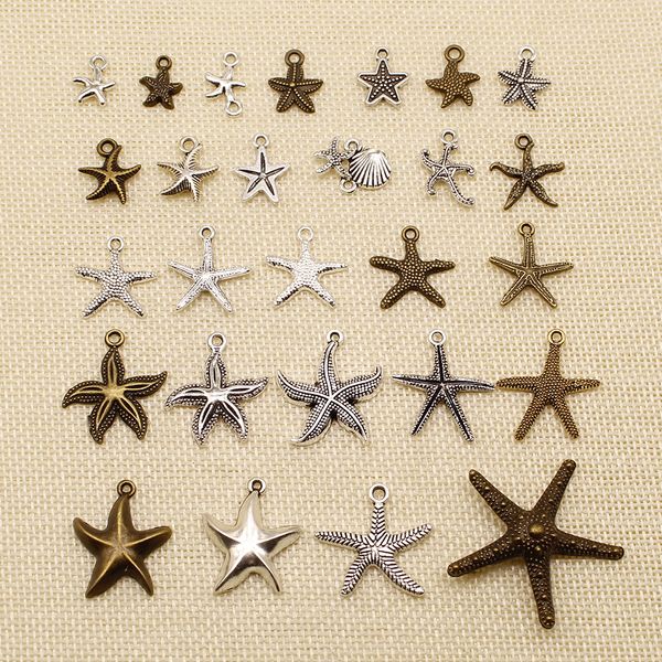 

60 pieces hand made jewelry accessories parts sea creatures small starfish hj069, Bronze;silver