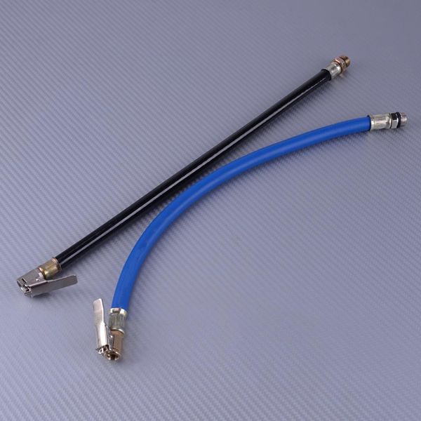 

car rubber tyre tire air inflator hose with male threaded & self-locking lock clip on chuck pressure meter