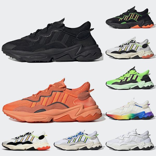 

2020 3m reflective xeno ozweego for men women running shoes neon green solar yellow halloween tones black cloud white sports sneakers