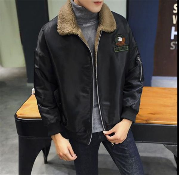 

winter mens jacket lapel neck designer solid color mens down fashion warm down jackets with zipper coats, Black