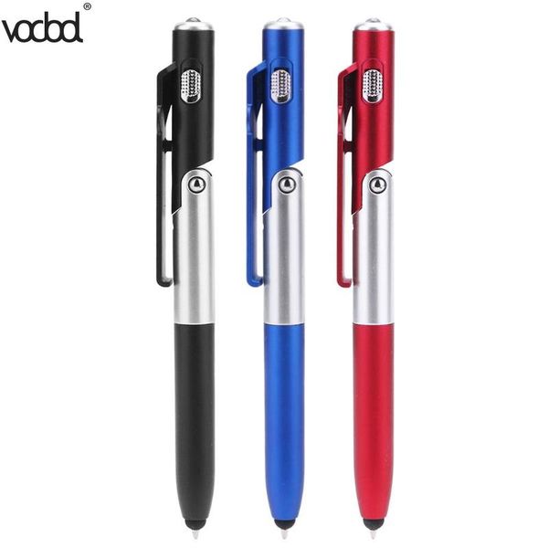 

4 in 1 ballpoint pen folding led light mobile phone stand holder touch pen school office stationery supplies, Blue;orange
