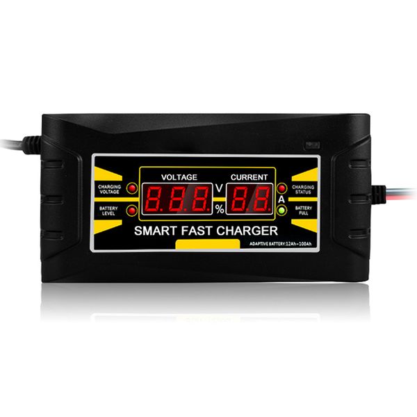 

full automatic car battery charger 110v/220v to 12v 6a smart fast power charging for wet dry lead acid digital display us plug