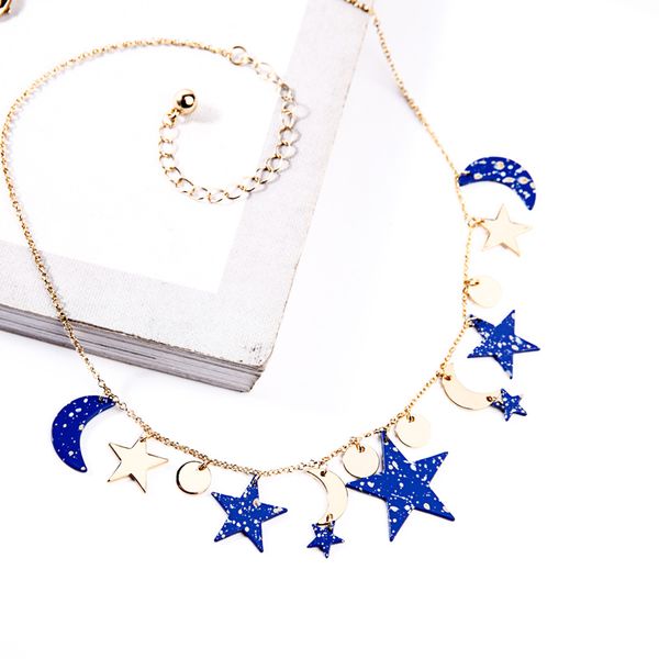 

trendy star&moon charms necklace for women fashion jewelry gift accessories, Silver
