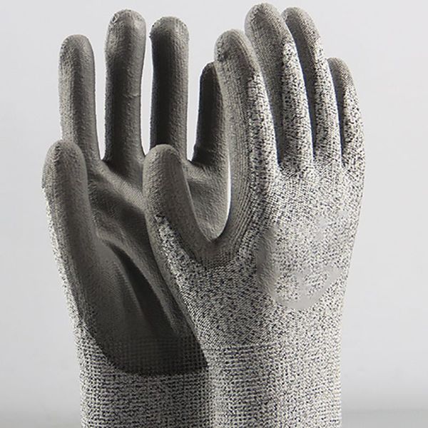 

practical grade 5 cut-proof gloves high-strength polyethylene pu coating glass butchery factory plastic anti-cutting gloveszi, Black