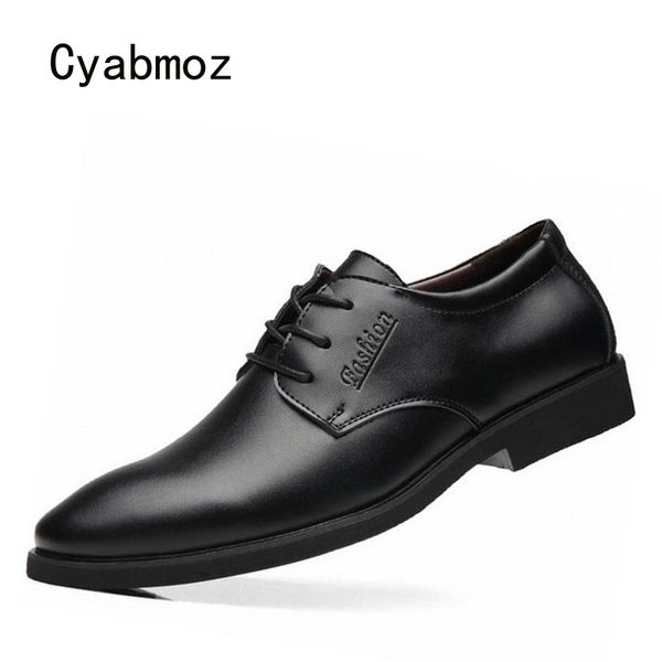 

cyabmoz man shoes business black lace up pointed toe men's party dress wedding office work pu leather fashion brand men shoes