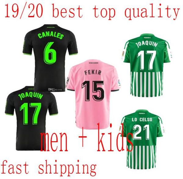 

kids 2019 2020 fekir soccer jersey home away 19 20 joaquin mandi bartra canales football men youth jerseys shirts, Black;yellow