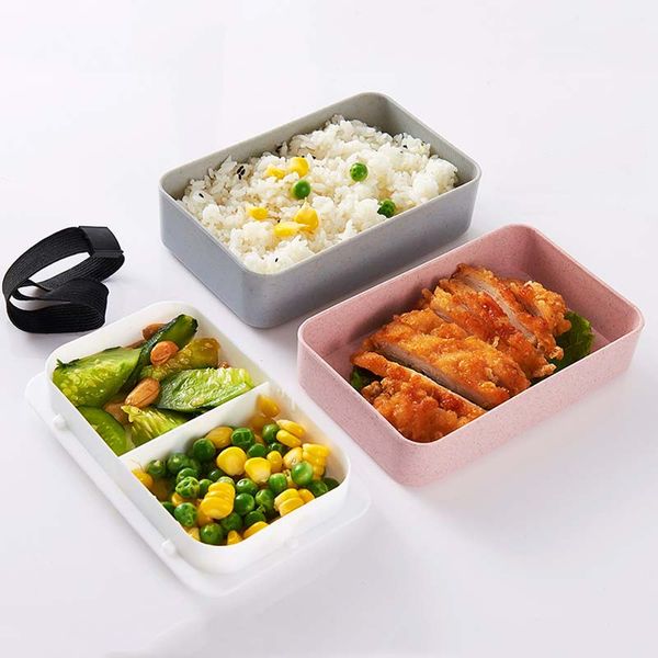

storage container 600ml healthy material wheat straw lunch box microwave dinnerware bento boxes 2 layer