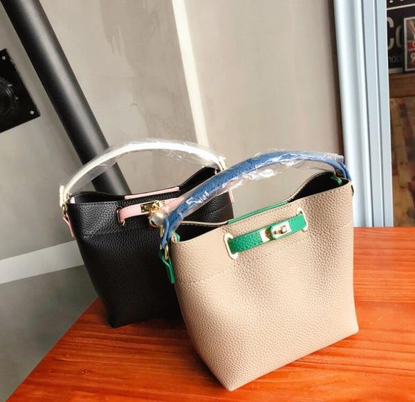 

lock bucket bag women new fashion crossbody shoulder bags summer bright handbag