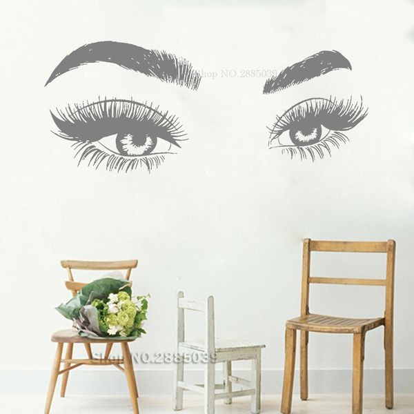 

Новые творческие глаза Ресницы стены наклейки Art Vinyl Mural Салон красоты Магазин Дек