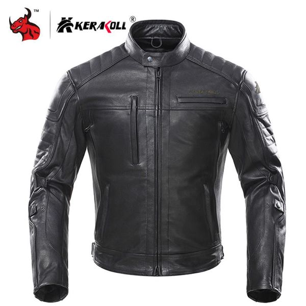 

kerakoll leather motorcycle jacket men vintage retro moto jacket chaqueta moto windproof waterproof motocross black