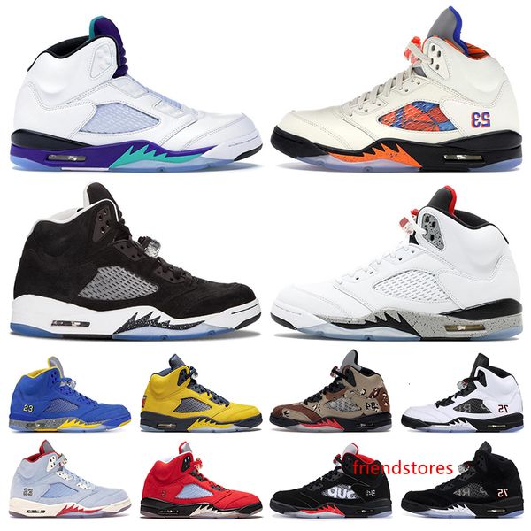 

2019 new jumpman 5 5s mens basketball shoes trophy room michigan desert camo ice blue pro star red suede mens trainers sports sneakers