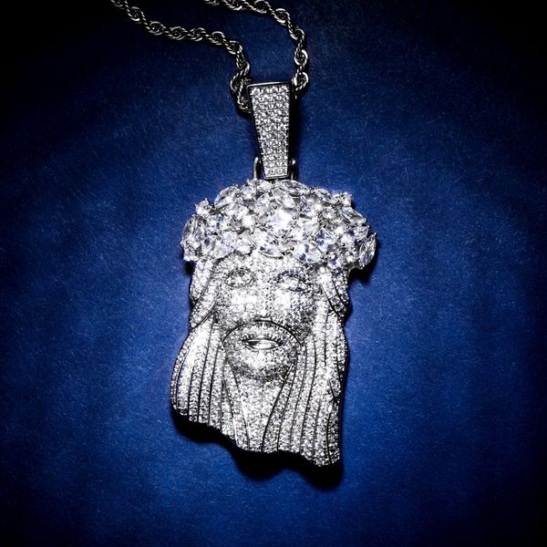 

jesus piece pendant mens jewelry hip hop luxury designer bling diamond iced out pendant cuban link chain rapper gold silver men accessories