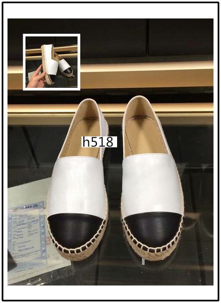 

with boxfamous style fashion leather women girl espadrilles flat shoes summer loafers espadrilles size 37, Black