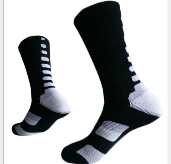 

sports basketball socks thickened towel bottom long barrel elite socks outdoor sports men's socks, Black