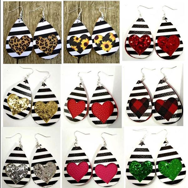 

new pu leather check earrings for women fashion statement teardrop leaf plaid pu leather jewelry earrings wholesale cj191223, Silver