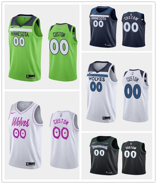 

2019 custom minnesota timberwolves men's embroidery nba association statement icon city edition basketball jersey, Black