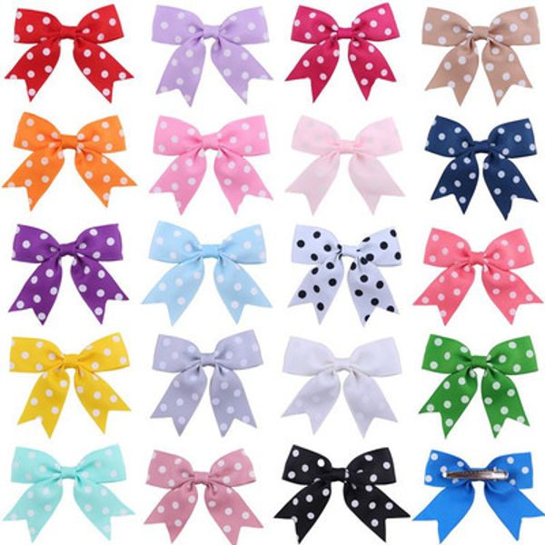 

симпатичный европейские детские аксессуары для волос ребристых лент точки двойного ласточкина хвоста лука заколка девушка головного убора дл, Slivery;white