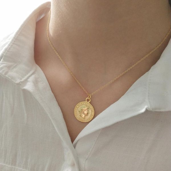 

925 sterling silver, gold dollar coin circular pendant necklace