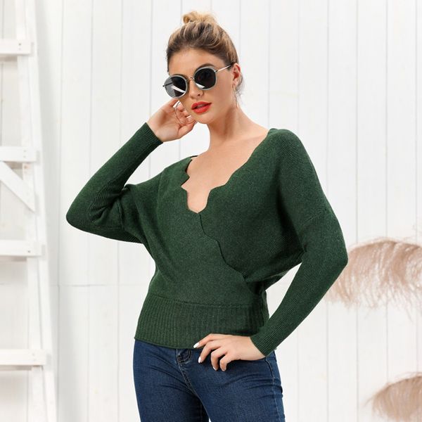 

new women deep block sweater solid color v-neck knitwear long sleeve comfortable pullover casual unique charm pretty, White;black