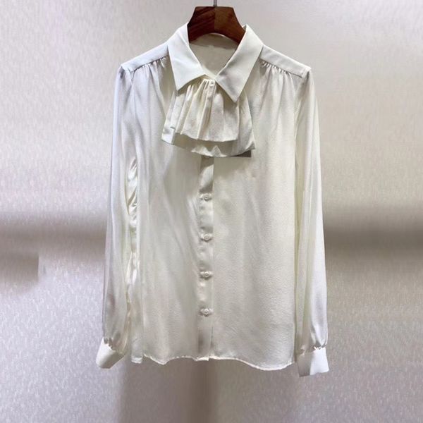

women white silk blouse autumn long sleeve office ladies blouse female elegant