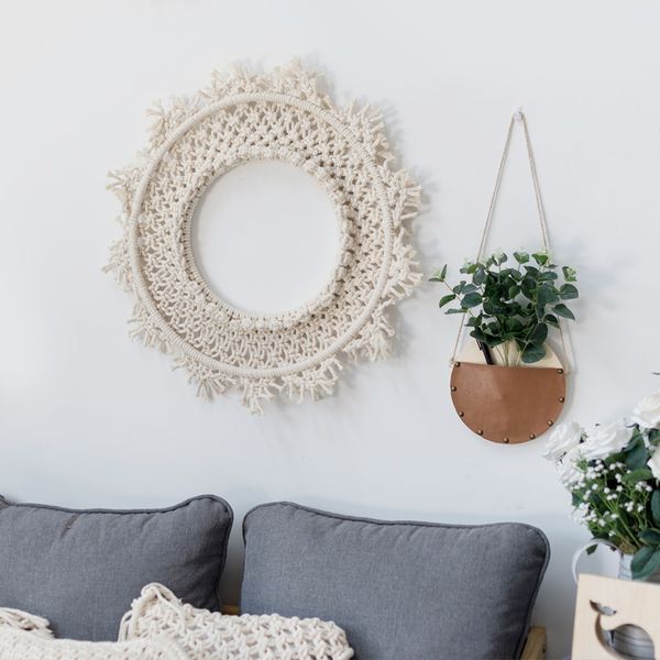 

macrame wall hanging art wall decoration nordic ins handmade woven tapestry round dream catcher mexican home decoration