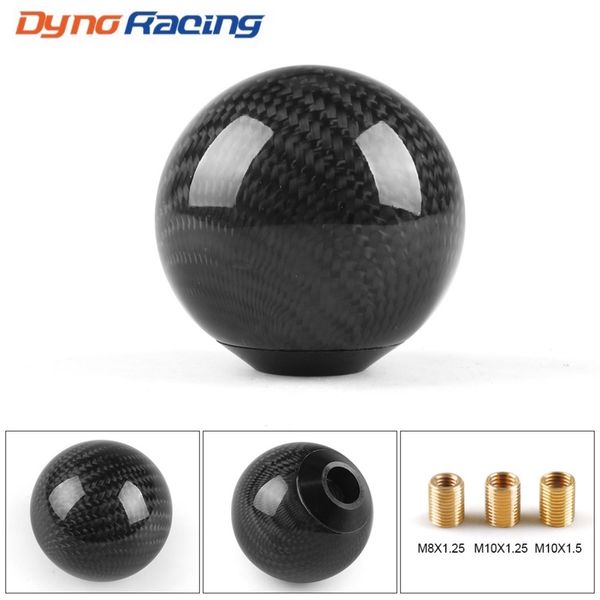 

universal car gear shift knob shifter lever round ball shape real carbon fiber