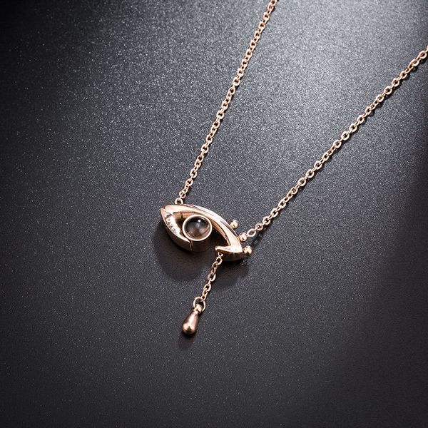 

more styles romantic love memory wedding necklace rose gold&silver 100 languages i love you projection pendant necklace
