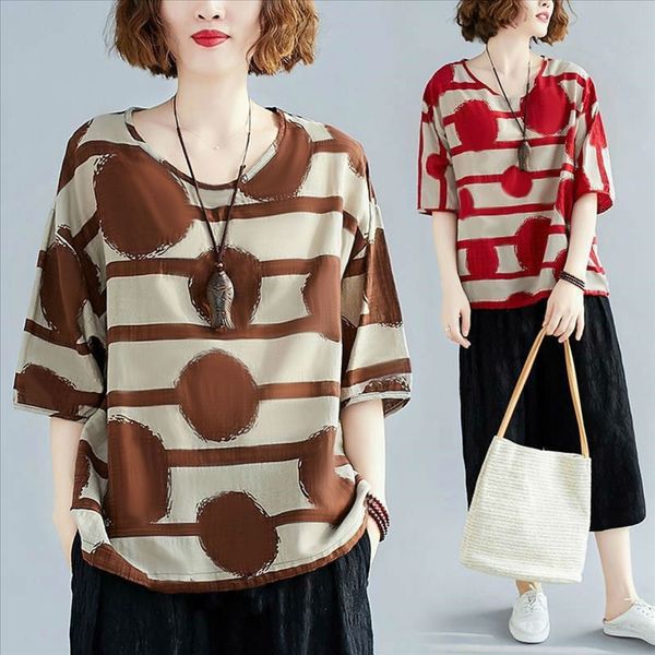 

artistic large t-shirt size women's t-shirt versatile slim belly fat mm loose casual cotton printed top, White