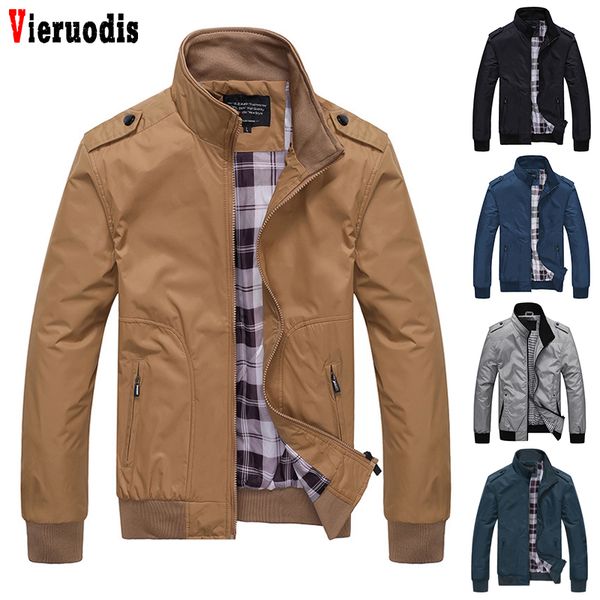 

male bomber jackets spring autum mens jackets slim casual coats solid color mens sportswear stand collar plus size 4xl, Black;brown