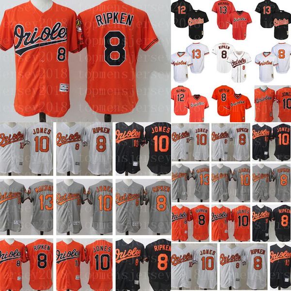 

8 Cal Ripken Jr. #13 Manny Machado Jersey Men's 10 Adam Jones 12 Roberto Alomar stitched Baseball Jerseys