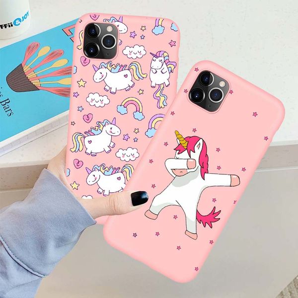 

soft tpu pattern matte case for iphone 11 pro 6 6s 7 8 plus x 5 5s se xs max xr cute cartoon unicorn back cover for iphone 11
