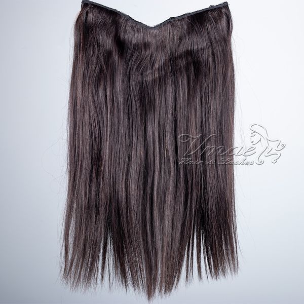 

vmae peruvian natural #1b #4 100g 120g 12 to 26 inch fish line straight halo flip in virgin human hair extensions, Black