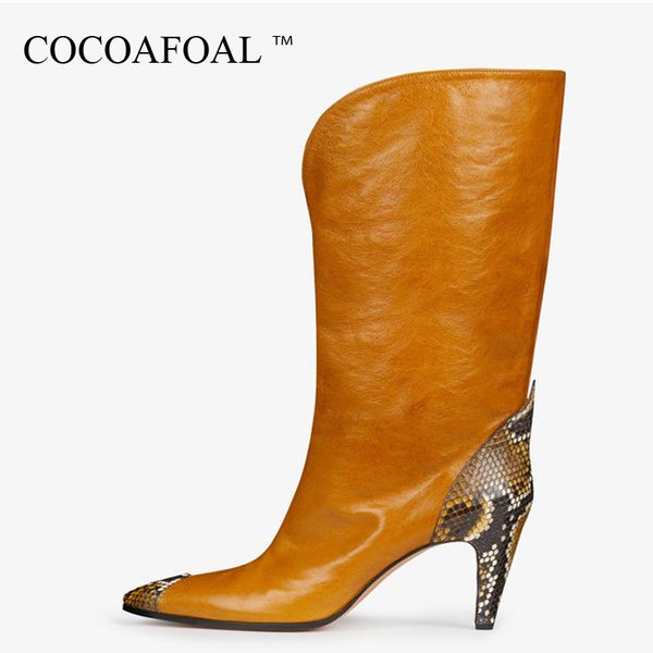 

cocoafoal lent beef snake skin women cowboy laarzen knee tall laar woman shoes fashion mid-calf cowboy laarzen orphaned, Black