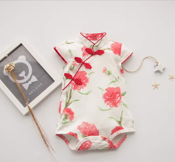 

детские gir lclothes2020 лето китайский стиль rompers цветочный принт новорожденный одежда roupa menina infant baby girl romper # ауэр, Blue