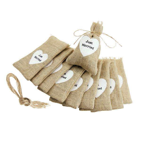 

10 pieces rustic jute burlap candy jewelry drawstring pouch wedding gift packaging favor bags